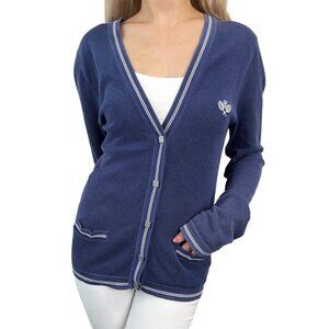 CHANEL Sport Vintage 06P CC Tennis Cardigan Knit Top #34 Blue Cotton [106250]